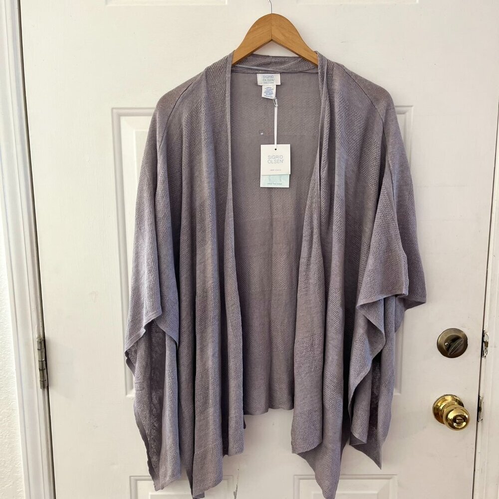 Sigrid Olsen Woman's Gray 100% Linen Open-Front W… - image 1